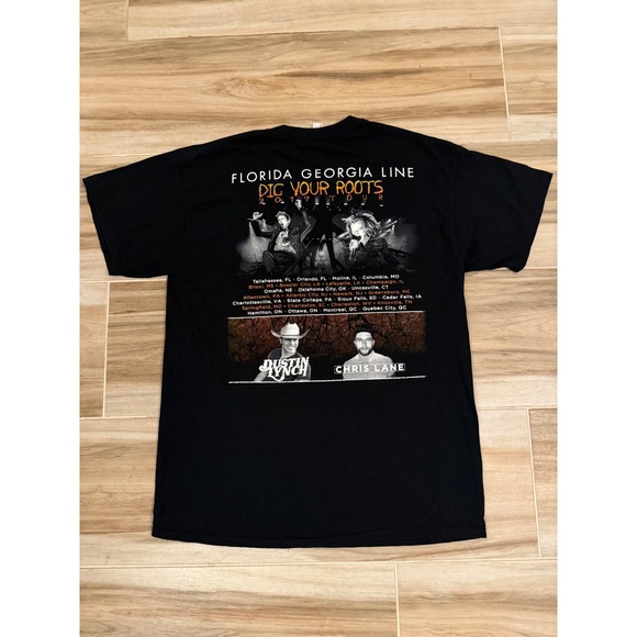 Florida Georgia Line Dig Your Roots 2017 Tour Shirt Mens Large Black Concert Tee - Picture 3 of 7